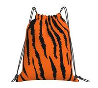ERCgad Orange Tiger Leopard Print Women Men Lightweight Foldable Drawstring Backpack Reusable Portable Bag Travel