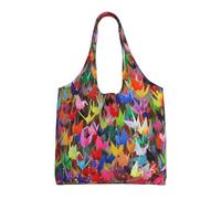 ERCgad Origami Paper Cranes Print Extra-Large Canvas Tote Bag Shoulder Shopping Beach Travel Commuting Yoga Work
