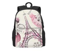 ERCgad Paris Tower Flower Print Adult Backpack Water-Resistant For Hiking Office Camping Commuting Work Picnic