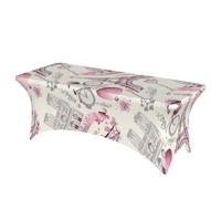 ERCgad Paris Tower Flower Print Rectangular Tablecloth Dining Banquet Party Events Home Celebration Table Cover