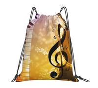 ERCgad Piano Violin Music Notes Print Women Men Lightweight Foldable Drawstring Backpack Reusable Portable Bag Travel