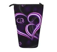 ERCgad Purple Hearts Print Stylish Telescopic Pencil Case Bag Versatile Office Travel Stationery Organizer