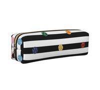 ERCgad Rainbow Polka Dot Stripe Black and White Print Adult Pencil Case Office Travel Stationery Organizer Pouch Stylish Versatile