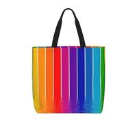 ERCgad Rainbow Striped Print Extra Large Organizer Bag Lightweight Shoulder Tote Fashion Travel Picnic Shopping