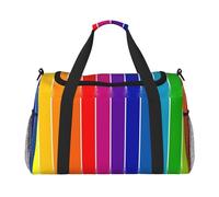 ERCgad Rainbow Striped Print Hand Travel Bag For Women Men Lightweight Tote Weekend Getaway Business Shoulder