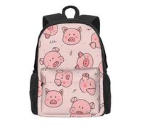 ERCgad Red Cute Pig Print Adult Backpack Water-Resistant For Hiking Office Camping Commuting Work Picnic