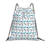 ERCgad Sharks Print Women Men Lightweight Foldable Drawstring Backpack Reusable Portable Bag Travel