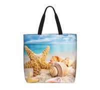 ERCgad Starfish Seashell Ocean Beach Print Extra Large Organizer Bag Lightweight Shoulder Tote Fashion Travel Picnic Shopping