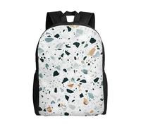 ERCgad Terrazzo Marble Pastel Print Unisex Double Shoulder Backpack Lightweight Travel Daily Work Bag Hiking Rucksack