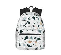 ERCgad Terrazzo Marble Pastel Print Unisex Lightweight Water-Resistant Casual Backpack Outdoor Travel Hiking Daily Use