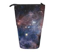 ERCgad Universe Milky Way Galaxy Print Esthetic Supply Vertical Retractable Pencil Case Stand Up Telescopic Pouch
