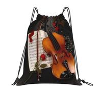 ERCgad Violin Sheet Music Print Women Men Lightweight Foldable Drawstring Backpack Reusable Portable Bag Travel
