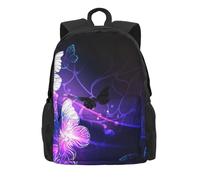 ERCgad White Purple Butterflies Print Adult Backpack Water-Resistant For Hiking Office Camping Commuting Work Picnic