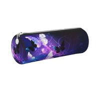 ERCgad White Purple Butterflies Print Unisex Pencil Case Stylish Pen Pouch Everday Travel Office Stationery Organizer