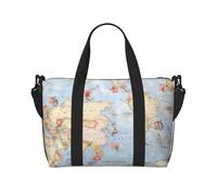 ERCgad World Maps Print Hand Travel Bag Unisex Lightweight Versatile Weekend Tennis Outdoor Camping Fishing