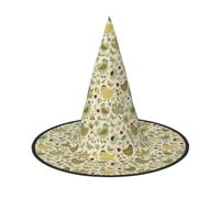 ERCgad Yellow Leaves Chicken Print Carnival Halloween Hat Witch Cap Cosplay | Foldable Accessory Versatile Costume Prop Photo Themed Parties Adults