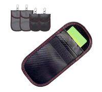 Erchineko Faraday Key Fob Bag, 4 Pack Carbon Fiber Signal Blocking Pouch, with Hook and Loop Fastener and Back Buckle for Car Key Security and Anti Theft Protection