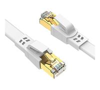 Ercielook CAT8 Ethernet Cable 7m, High Speed Shielded Flat Internet Cable, Weatherproof S/FTP UV Resistant for Router/Gaming/Modem - White