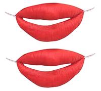 Ercoiong 2Pcs Fake Lips, Sausage Mouth Funny Toys, Latex Red Lip Props with String Funny Lip Toys April Fools Day Joking Big Sausage Lips for Cosplay Cartoon Red Decor