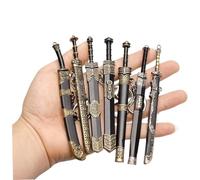 Ercoiong 7Pcs Mini Sword, 4.7" Ancient Sword Keychain Chinese Keychain Zinc Alloy Key Chain Old Scabbard Decoration Pattern Uncut Blade Model for Men Women