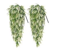 Erconsso 2-Pieces Artificial Hanging Flowers Outdoor, Artificial Flowers Outdoor Realistic Fakes Trailing Plants For Apartment Farmhouse Garden Patio Yard Balcony Fence