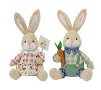 Erconsso 2 Pieces Easter Plush Bunny Toy, Easter Bunny Stuffed Animal Soft Spring Cute Pastoral Cartoon Dolls For Your Girlfriend Children Men Kids Boys Girls Youth Teens Family Friends
