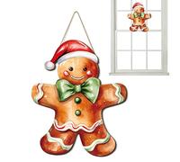 Erconsso Christmas Gingerbread Door Sign,Christmas Porch Decor | Cute Gingerbread Man Wooden Decoration | for Party Porch Window Wall Holiday Indoor