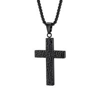 Erconsso Cross Necklace for Men | Charm Necklace - 3D Printed Pendant Jewelry Charm with Secret Compartment for Religious Baptism Casual Men Accessory Daily Wear