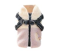 Erconsso Dog Clothes | Windproof Warm Fleece Lined Vest with Harness - Back Opening Dog Cold Weather Coats | for Small Medium Pet Autumn Outdoor Activities