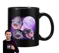 Erconsso Hippo Coffee Mug | Cartoon Hippo Mug Cup 350ml,Pygmy Hippo Cartoon Ceramic Mug, Table Cute Coffee Mug for Hippo Lovers, Animal Lover