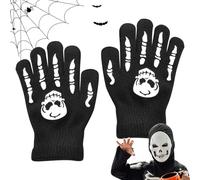 Erconsso Kids Gloves - Halloween Full Finger Mittens Glow In The Dark | Halloween Costume Accessory Gloves for Ages 5-12 Children, Boys