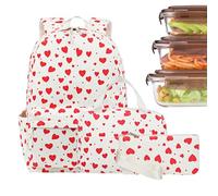 Erconsso Kids School Backpack | Corduroy Cute Bookbag Set - Lunch Box Knapsack Pencil Case for Day Trip Vacation Camping College Women Hiking Sports Outdoor Activities