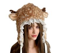 Erconsso Plush Hat Antler Print Photo Prop | Super Soft Warm Hat for Travel Winter Birthday Holiday Party Cosplay Comedy Stage