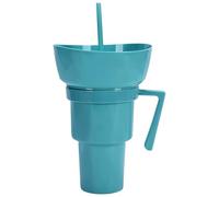 Erconsso Snack And Drink Cup, Stadium Tumbler With Snack Bowl Reusable Food Bowl With Handle & Straws Portable Food Beverage Container For Fruit Candy Chips Popcorn Beach Camping Travel Outdoor