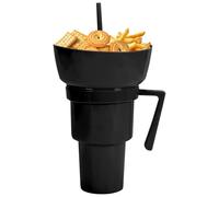 Erconsso Snack And Drink Cup, Stadium Tumbler With Snack Bowl Reusable Food Bowl With Handle & Straws Portable Food Beverage Container For Fruit Candy Chips Popcorn Beach Camping Travel Outdoor