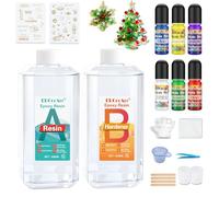 ERCorArt Epoxy Resin Kit - 1000ml/33.8oz Crystal Clear Casting Resin Kit with Droppers, Sticks, Gloves and Resin Glitter for Tumblers, Jewelry Resin, Molds, DIY Crafting Resin Kit