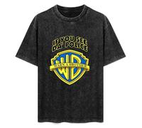 ERDANGJIA If You See Da' Police Warn A Brother Unisex T-Shirt Black Mens Top Tee M