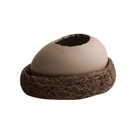 ERdbar Egg Shell Bowl, Pottery Egg Shell Shape Tableware, Versatile Creative Realistic Cracked Egg Shell Tableware with Bird Nest Trivet, Funny Cute Cracked Egg Shell Shaped Serving Bowls(Large)