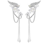 ERDOGLY Sliver Elf Ear Cuffs, Handmade Fairy Ear Cuffs Earrings with Pearl Tassel, Non Pierced Elven Ears Clip for Women Christmas Halloween Costume Renaissance Cosplay Accessories