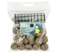 Erdtmanns 20 Suet Balls Without Net + Suet Ball Feeder For Wild Birds Food