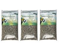 Erdtmanns - Sunflower Seeds Unpeeled for Wild Birds 3 x 5 kg (15 kg) I Classic I Content I Popular with Different Bird Species I Easy to Use I Versatile