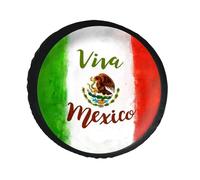 EREASOP Leather Spare Tire Cover with Viva Mexico Mexican Flag Pattern Compatible for Jeep Car SUV MPV RV Truck(28 inch)