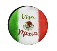 EREASOP Oxford Cloth Spare Tire Cover with Viva Mexico Mexican Flag Pattern Compatible for Car SUV MPV RV Truck(26 inch)