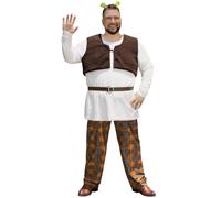 ERECT PEAK Cartoon Ogre Inspired Halloween Costume for Adults Green Robe with Hood and Gloves Full Cosplay Set XL