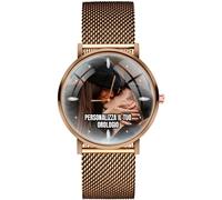 EREMITI JEWELS Watch with Milan Mesh Strap Personalized with Image or Customer's Choice Logo pink gold
