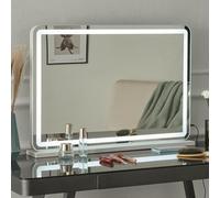 Ereousa Hollywood Mirror, 80x55cm Vanity Mirror with Personalized Lighting Perfection, Sturdy Hollywood Vanity Mirror for Bedroom, Touch-screen Control Makeup Mirror with 2 Mounting Options (White)