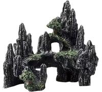 ERERE Resin Aquarium Mountain Landscape with Tree Rock Cave, Artificial Stone Fish Tank Ornament for Aquatic Environments