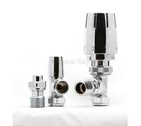 ERES Thermostatic Radiator Valve 15MM Chrome TRV Angled + LOCKSHIELD Pack Set
