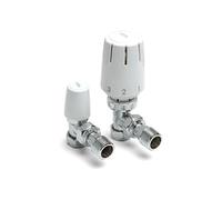 ERES Thermostatic Radiator Valve 8MM 10MM LOCKSHIELD TRV Angled Pack Set White
