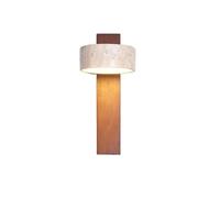 ERETYRET Bedroom Headboard Wall Lamp with Pull Wire Switch Can Rotate The French Medieval Wabi-Sabi Solid Wood Retro Lighting Cream Wind Easy Installation(B)